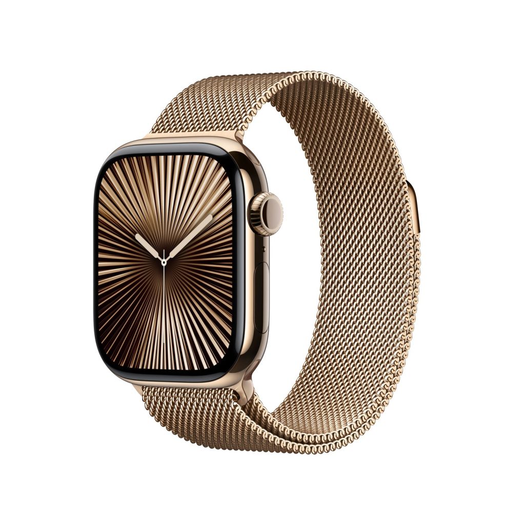 Apple Watch Series 10 42mm GPS + Cellular Gold Titanium Case with Gold Milanese Loop