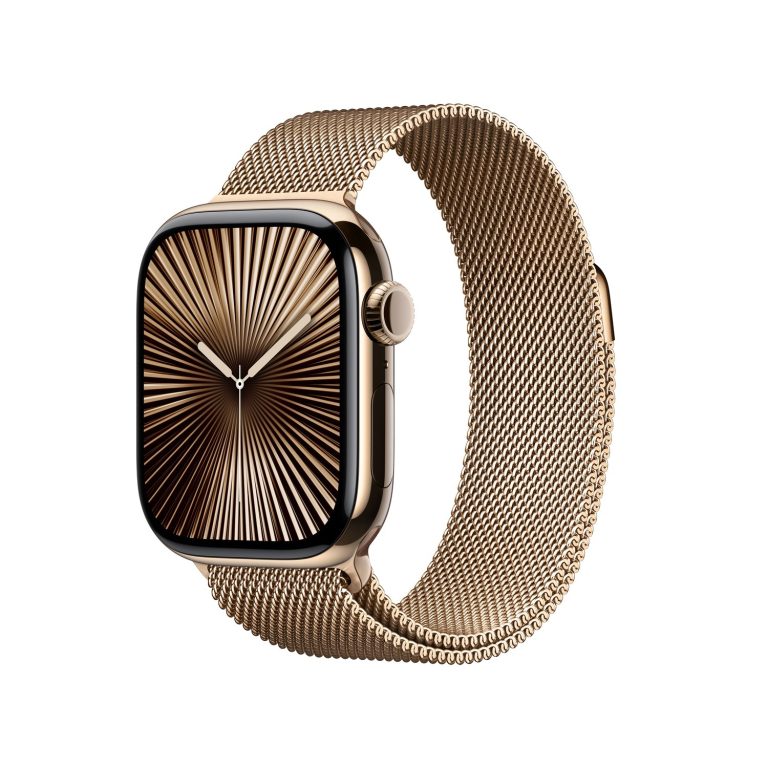 Apple Watch Series 10 42mm GPS + Cellular Gold Titanium Case with Gold Milanese Loop