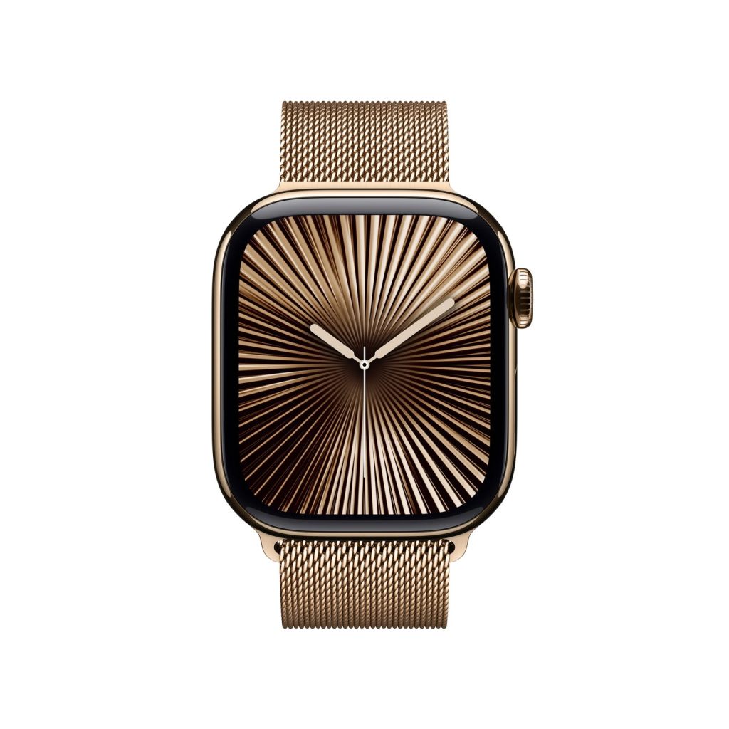 Apple Watch Series 10 42mm GPS + Cellular Gold Titanium Case with Gold Milanese Loop