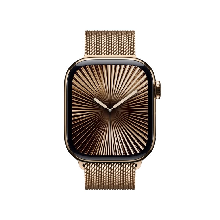 Apple Watch Series 10 42mm GPS + Cellular Gold Titanium Case with Gold Milanese Loop