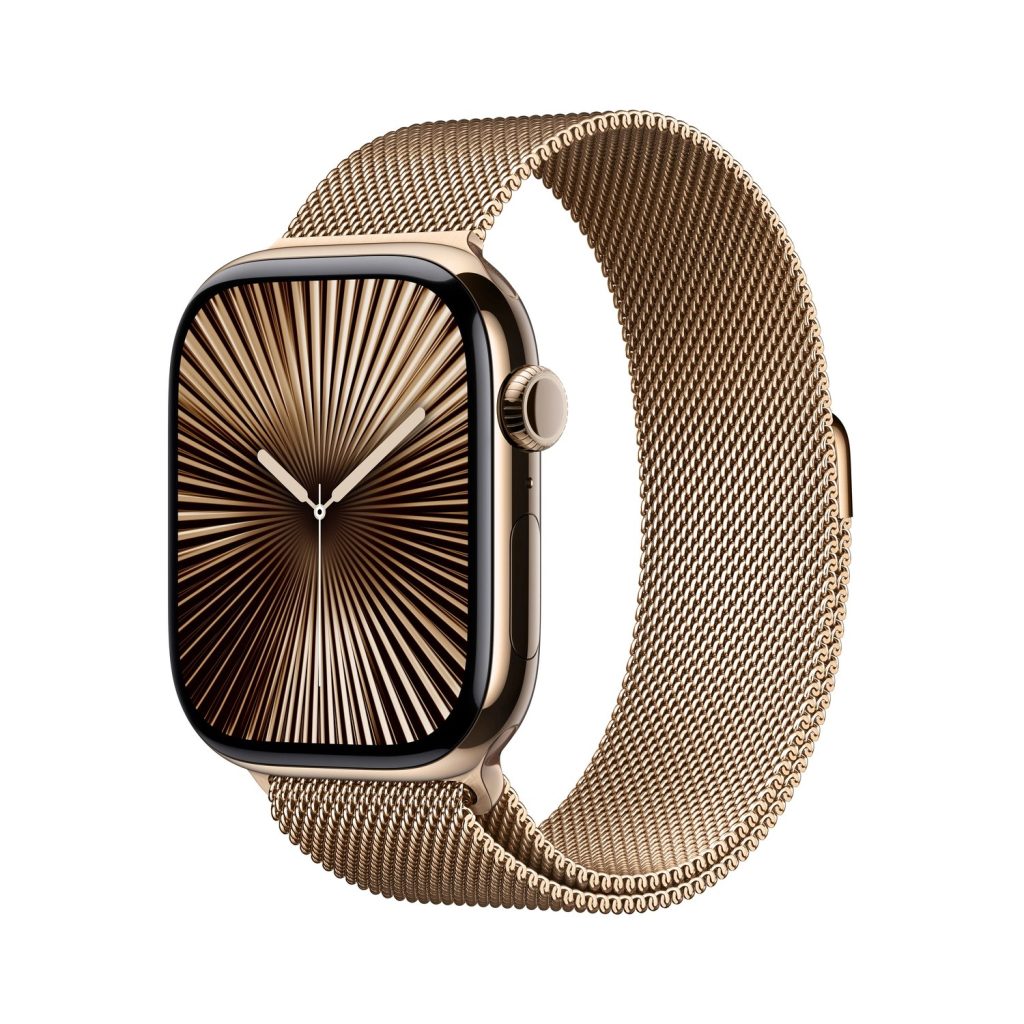 Apple Watch Series 10 46mm GPS + Cellular Gold Titanium Case with Gold Milanese Loop M/L
