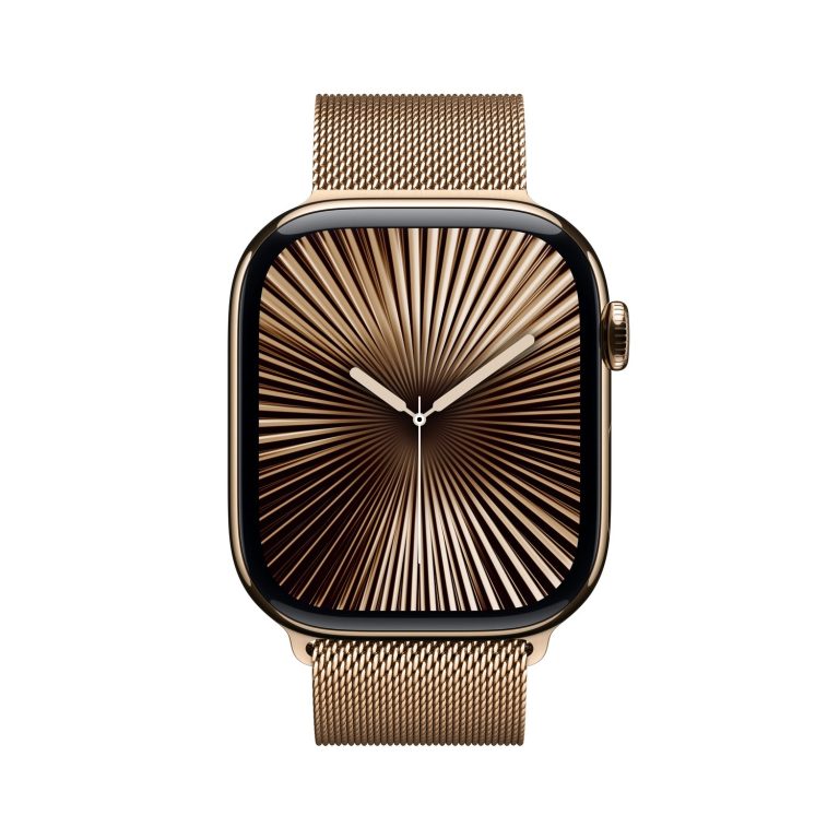Apple Watch Series 10 46mm GPS + Cellular Gold Titanium Case with Gold Milanese Loop M/L