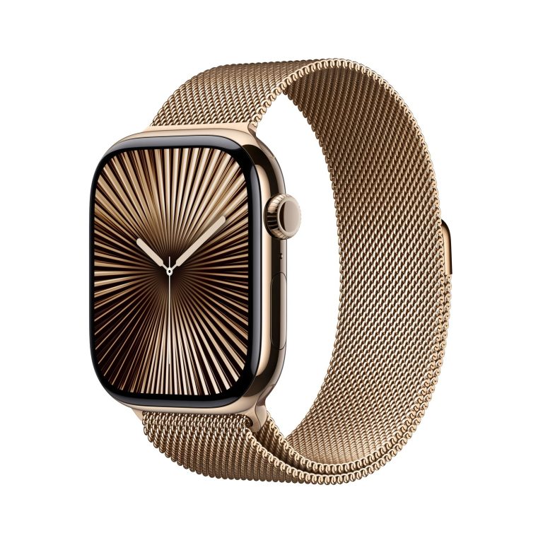 Apple Watch Series 10 46mm GPS + Cellular Gold Titanium Case with Gold Milanese Loop S/M