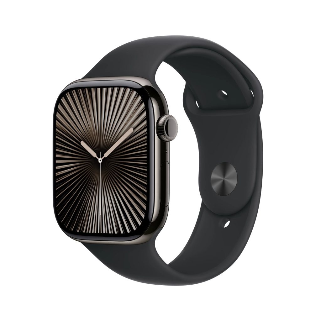 Apple Watch Series 10 46mm GPS + Cellular Slate Titanium Case with Black Sport Band M/L