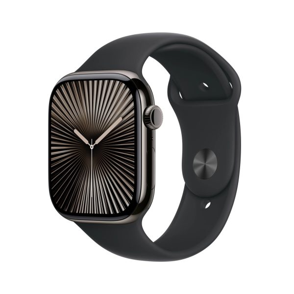 Apple Watch Series 10 46mm GPS + Cellular Slate Titanium Case with Black Sport Band M/L