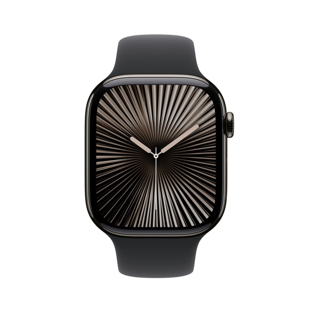 Apple Watch Series 10 46mm GPS + Cellular Slate Titanium Case with Black Sport Band M/L