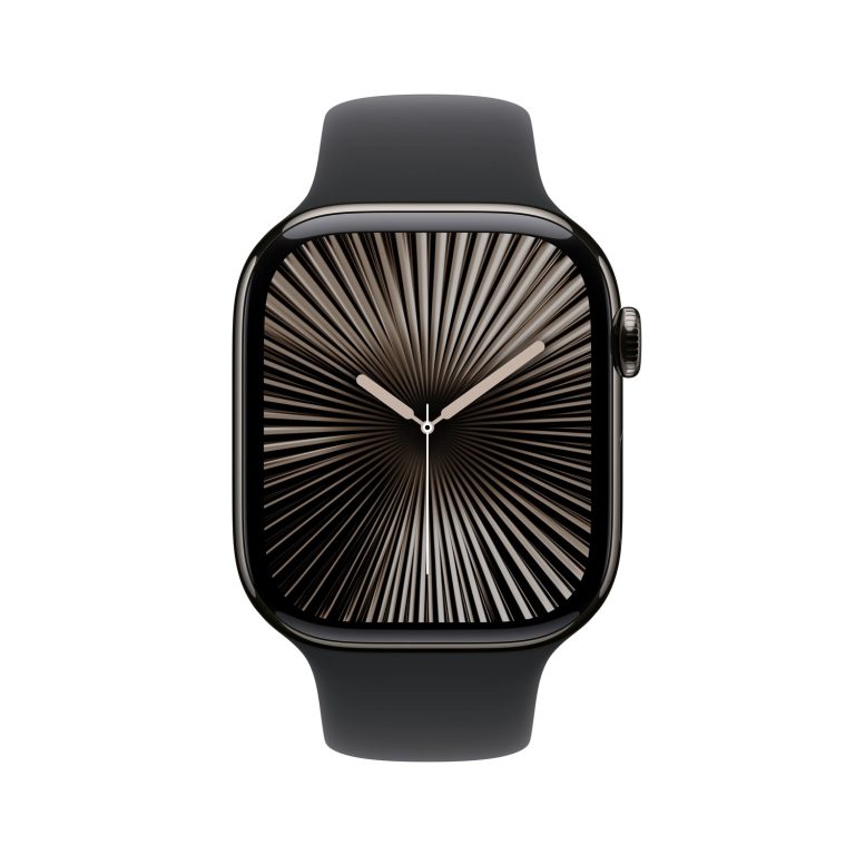 Apple Watch Series 10 46mm GPS + Cellular Slate Titanium Case with Black Sport Band M/L