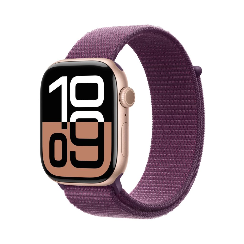 Apple Watch Series 10 46mm GPS Rose Gold Aluminum Case with Plum Sport Loop