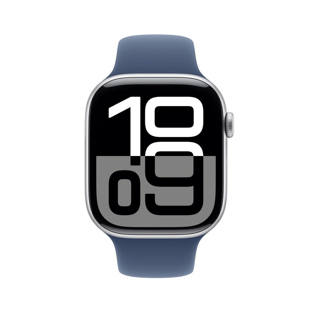 Apple Watch Series 10 46mm GPS Silver Aluminum Case with Denim Sport Band S/M