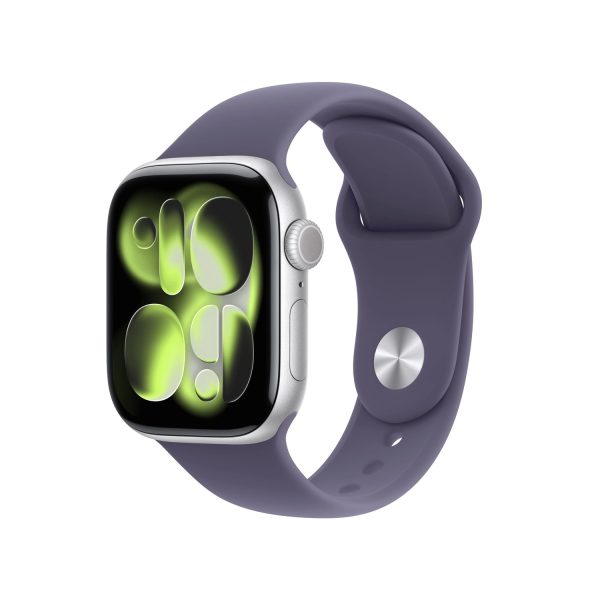 Apple Watch Series 11 42mm GPS + Cellular Silver Aluminum Case with Purple Fog Sport Band S/M