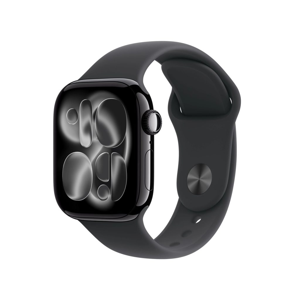 Apple Watch Series 11 GPS Aluminum Case with Black Sport Band S/M — Jet Black