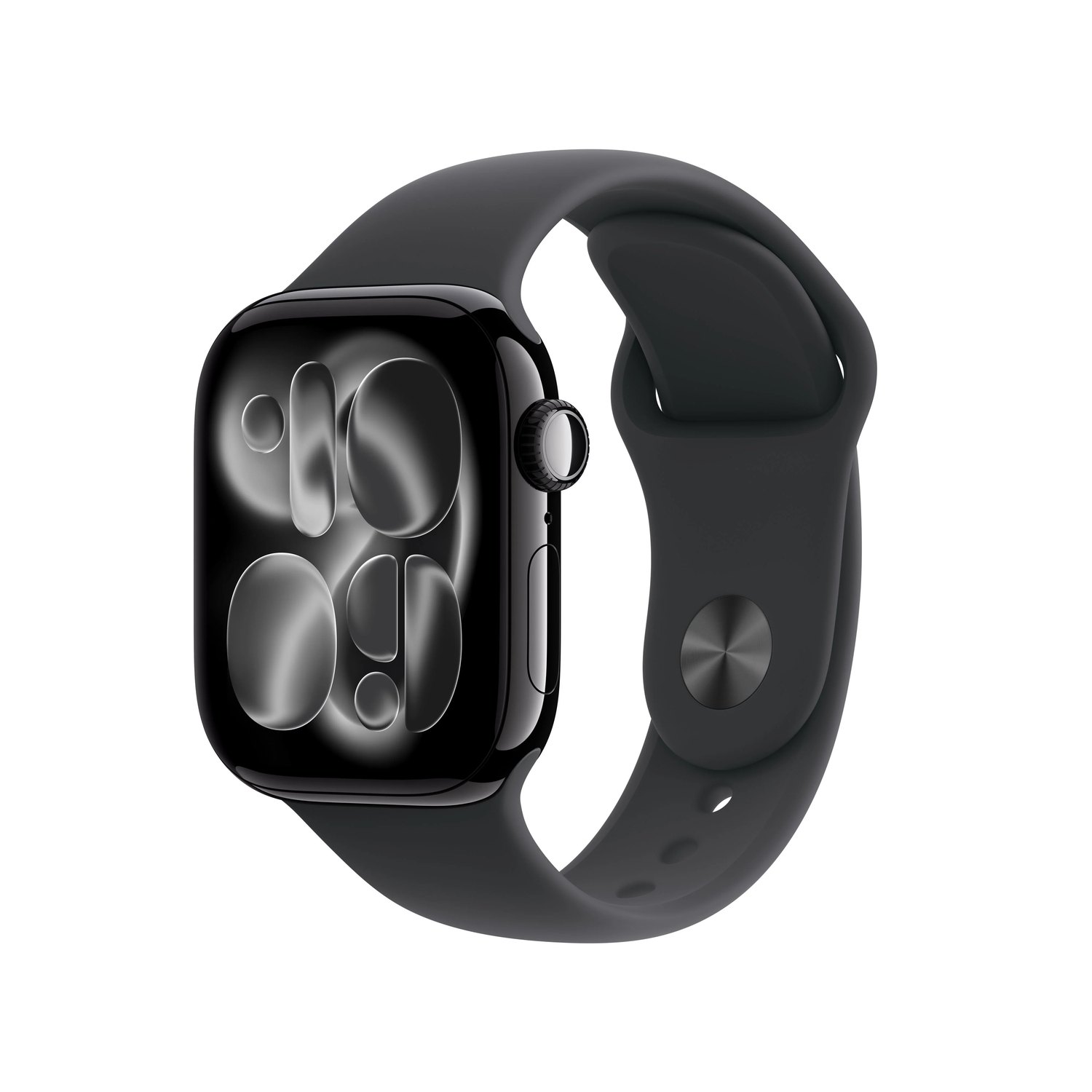 Apple Watch Series 11 GPS Aluminum Case with Black Sport Band S/M — Jet Black Apple Watch Series 11 GPS Aluminum Case with Black Sport Band S/M — Jet Black