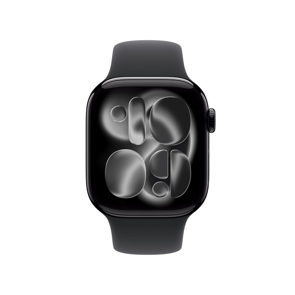 Apple Watch Series 11 GPS Aluminum Case with Black Sport Band S/M — Jet Black