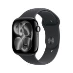 Apple Watch Series 11 GPS Aluminum Case with Black Sport Band S/M — Jet Black