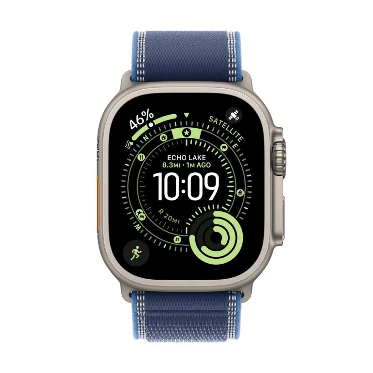 Apple Watch Ultra 3 49mm GPS + Cellular Natural Titanium Case with Blue/Bright Blue Trail Loop M/L