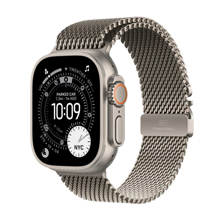 Apple Watch Ultra 3 49mm GPS + Cellular Natural Titanium Case with Natural Titanium Milanese Loop Small