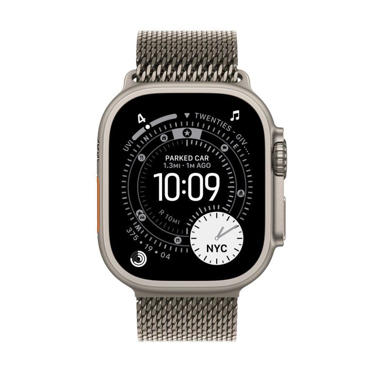 Apple Watch Ultra 3 49mm GPS + Cellular Natural Titanium Case with Natural Titanium Milanese Loop Small