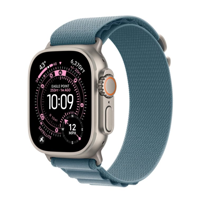 Apple Watch Ultra 3 GPS + Cellular Titanium Case with Light Blue Alpine Loop Medium — Natural