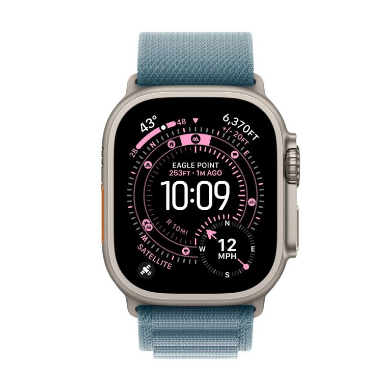Apple Watch Ultra 3 GPS + Cellular Titanium Case with Light Blue Alpine Loop Medium — Natural