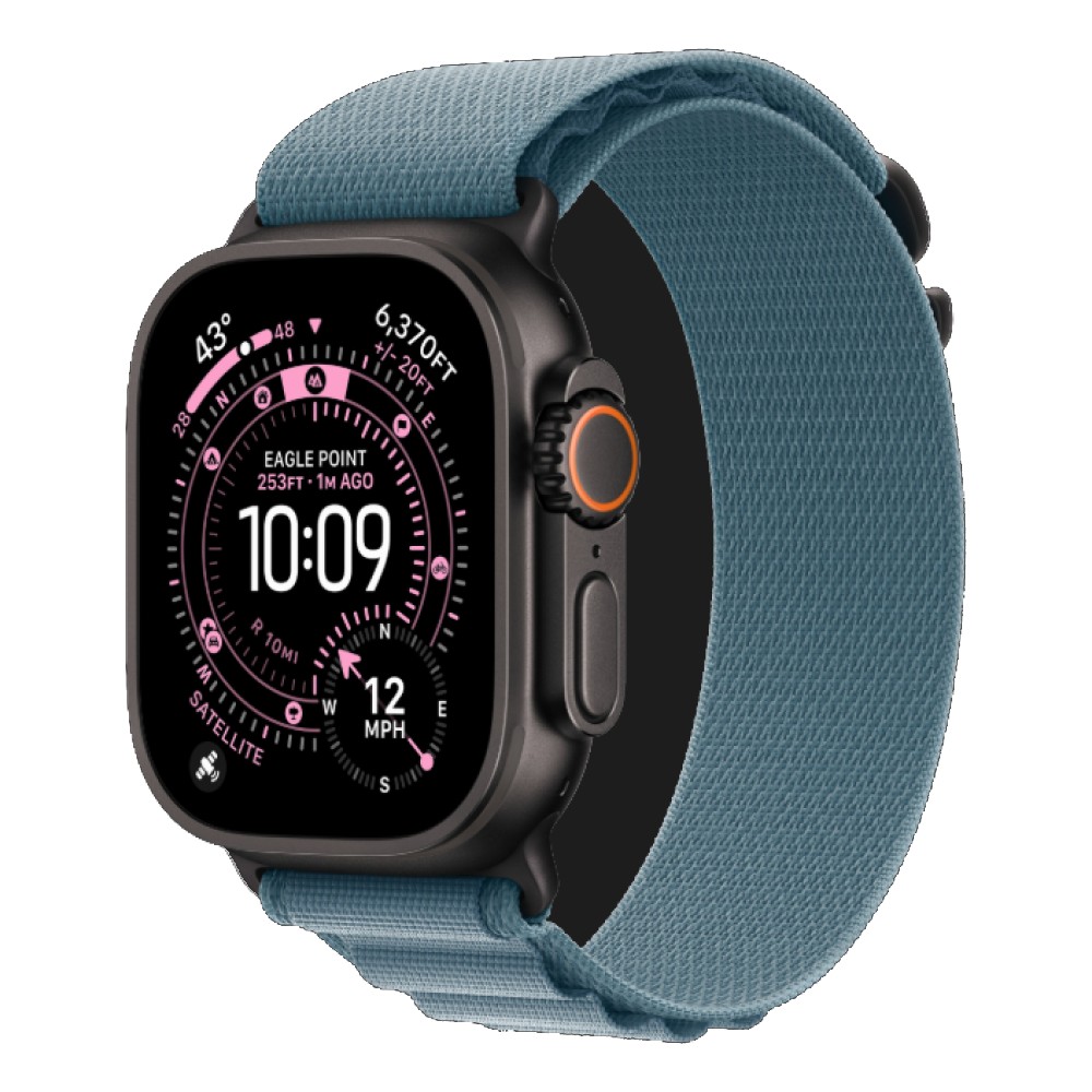 Apple Watch Ultra 3 GPS + Cellular Titanium Case with Light Blue Alpine Loop Medium Black