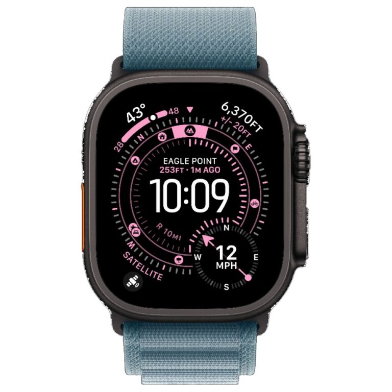Apple Watch Ultra 3 GPS + Cellular Titanium Case with Light Blue Alpine Loop Medium Black