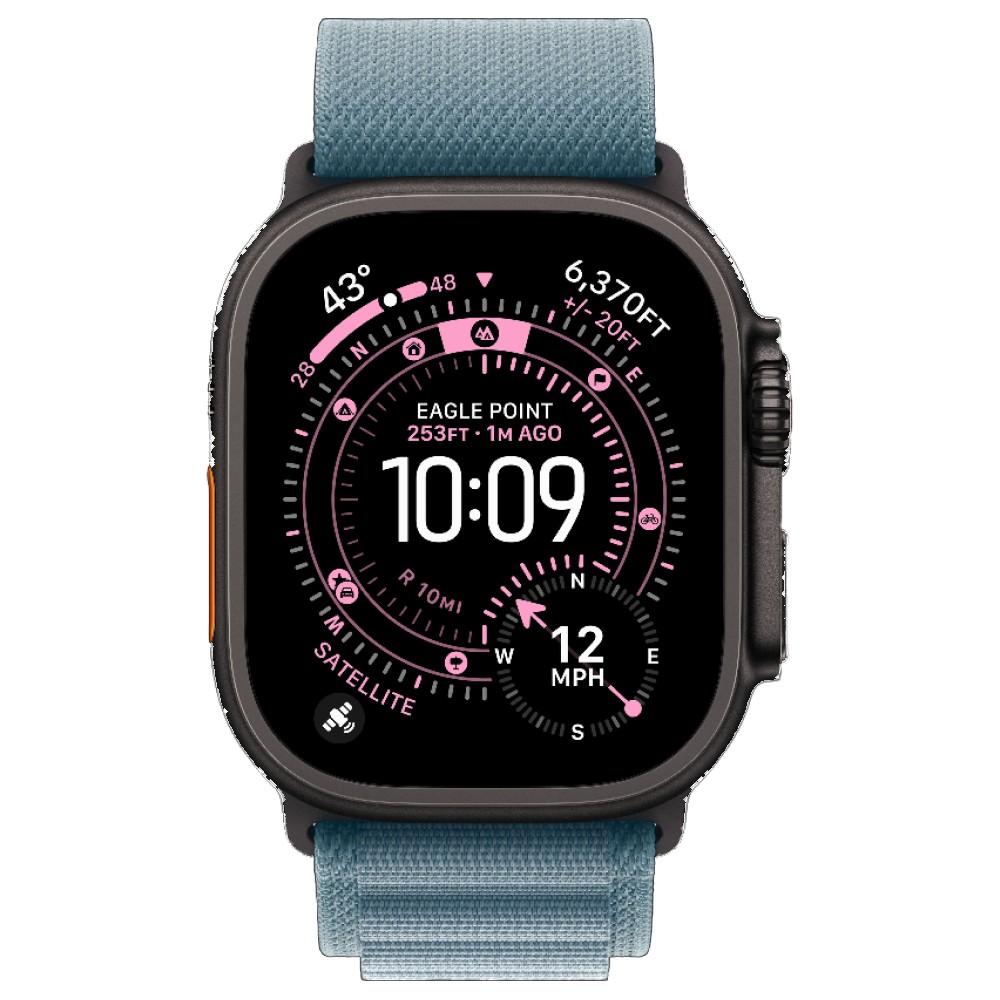 Apple Watch Ultra 3 GPS + Cellular Titanium Case with Light Blue Alpine Loop Medium Black