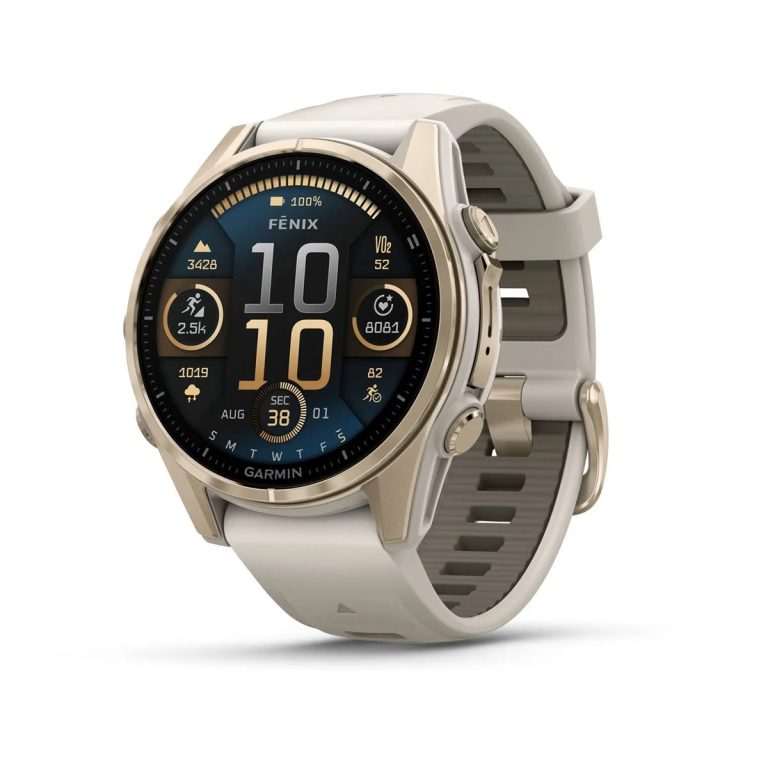 Garmin Fenix 8 43mm AMOLED Sapphire Soft Gold with Fog Gray/Dark Sandstone Silicone Band
