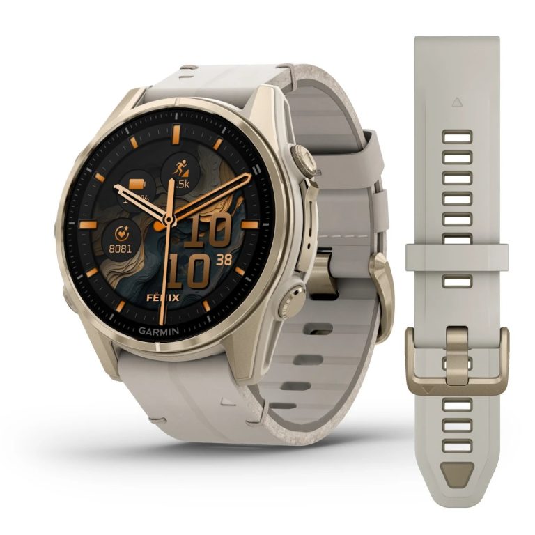 Garmin Fenix 8 43mm AMOLED Sapphire Soft Gold with Limestone Leather Band