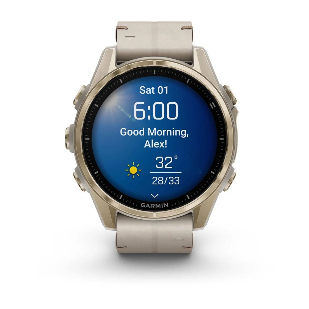 Garmin Fenix 8 43mm AMOLED Sapphire Soft Gold with Limestone Leather Band