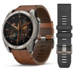 Garmin Fenix 8 51mm AMOLED Sapphire Carbon Gray DLC Titanium with Chestnut Leather Band