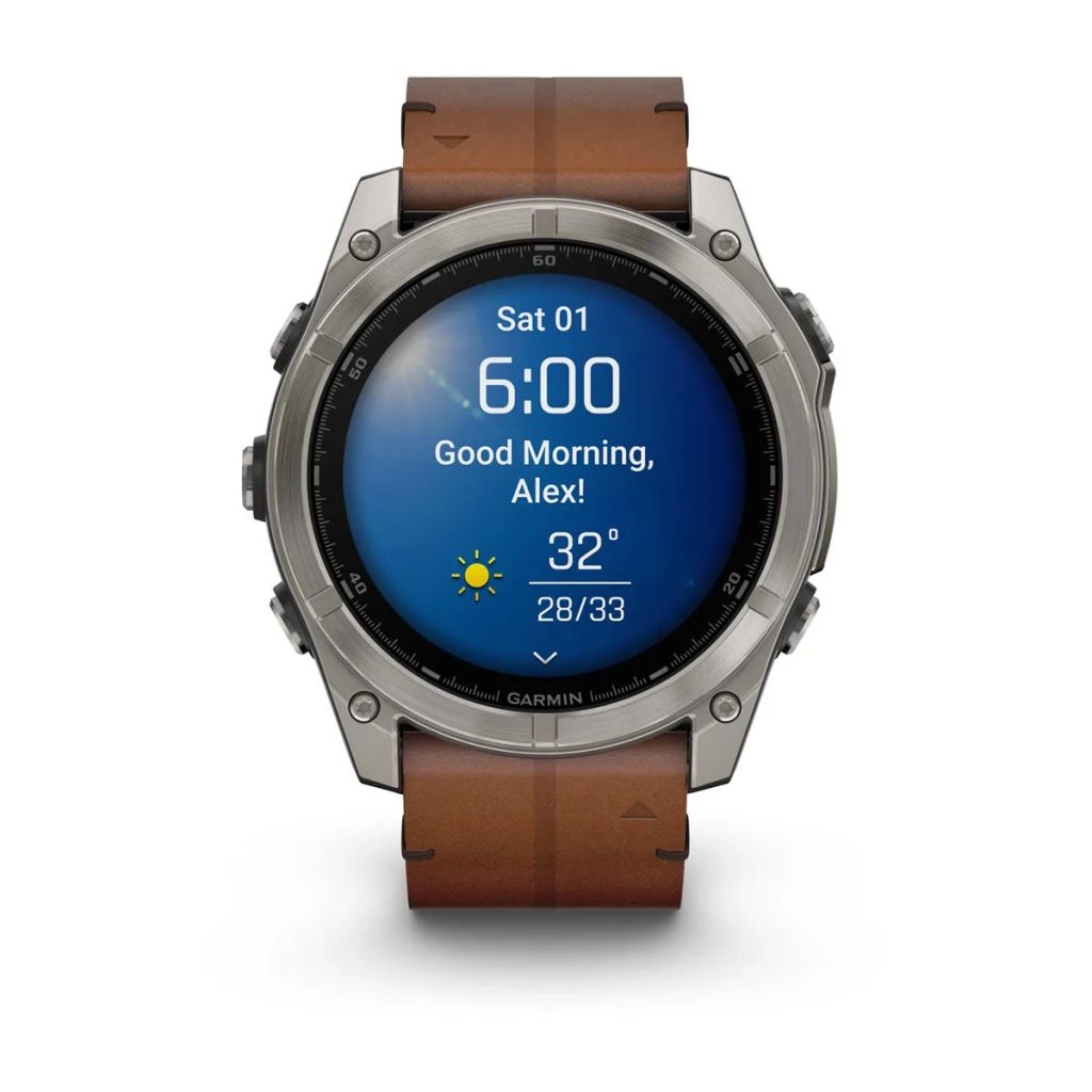 Garmin Fenix 8 51mm AMOLED Sapphire Carbon Gray DLC Titanium with Chestnut Leather Band