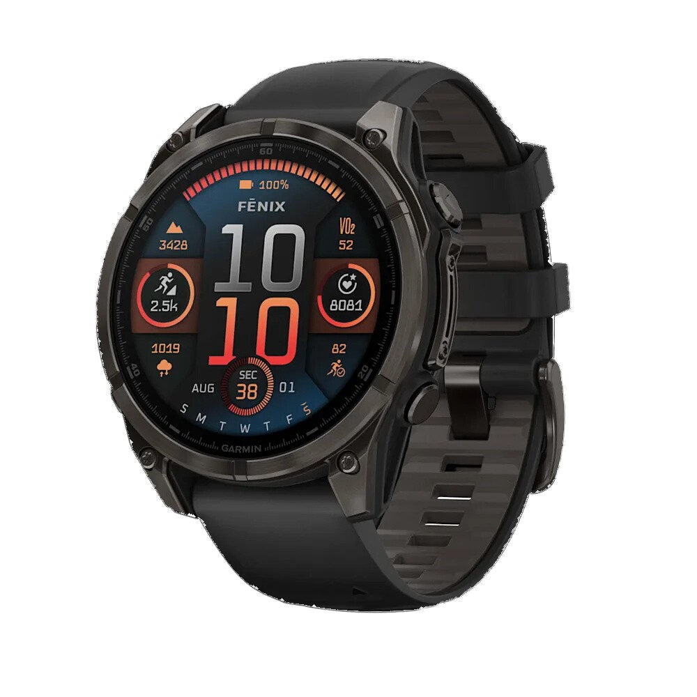 Garmin Fenix 8 AMOLED Sapphire Carbon Gray DLC with Black/Pebble Gray Silicone Band