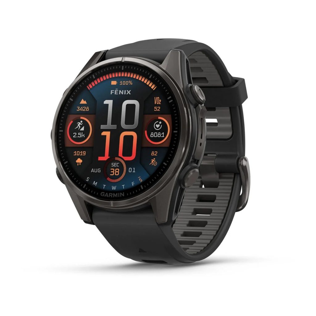 Garmin Fenix 8 AMOLED Sapphire Carbon Gray DLC with Black/Pebble Gray Silicone Band
