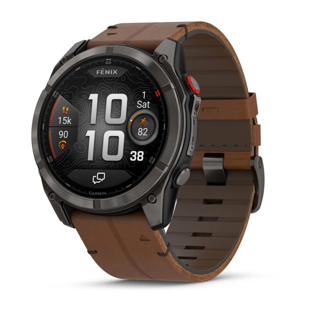 Garmin Fenix 8 Pro AMOLED Carbon Gray DLC with Chestnut Leather Band