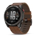Garmin Fenix 8 Pro AMOLED Carbon Gray DLC with Chestnut Leather Band