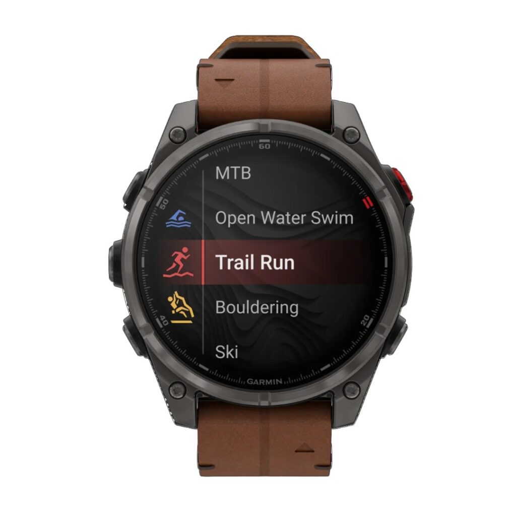 Garmin Fenix 8 Pro AMOLED Carbon Gray DLC with Chestnut Leather Band