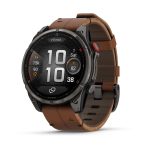 Garmin Fenix 8 Pro AMOLED Carbon Gray DLC with Chestnut Leather Band