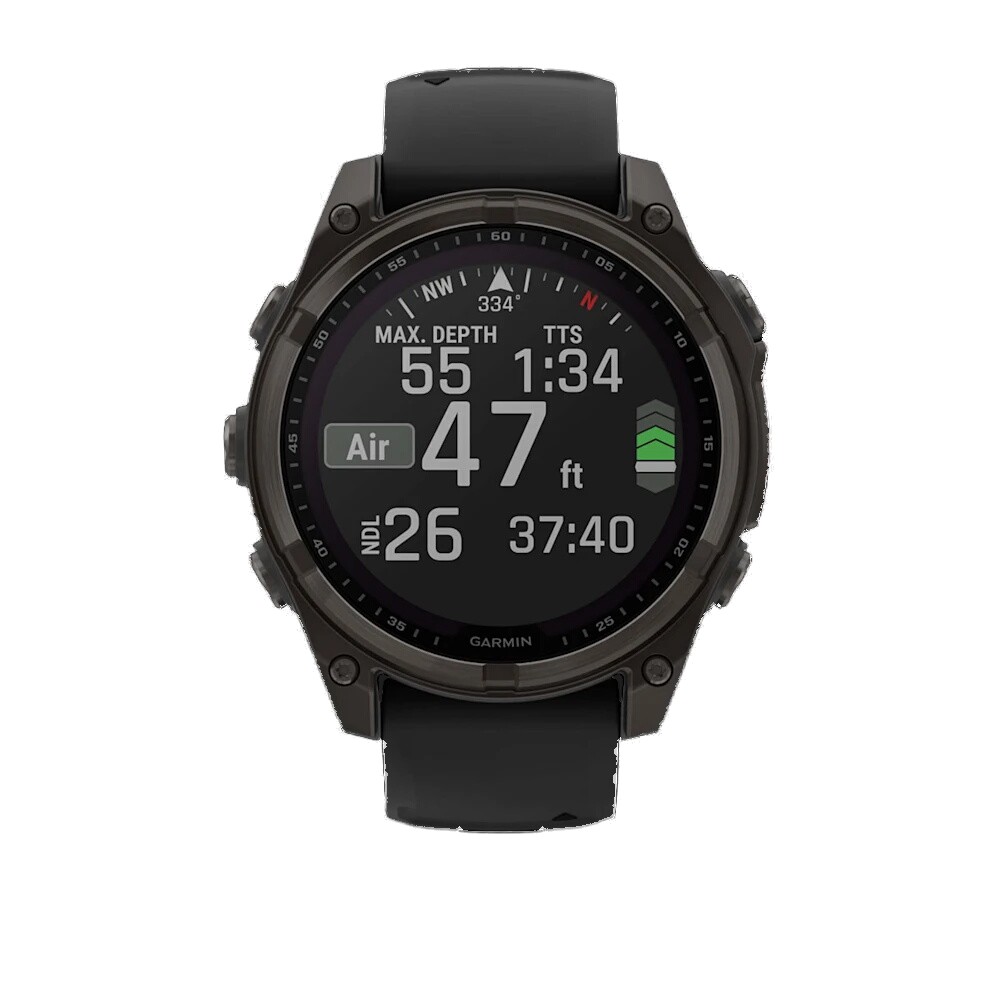 Garmin Fenix 8 Solar Sapphire Carbon Gray DLC with Black/Pebble Gray Silicone Band