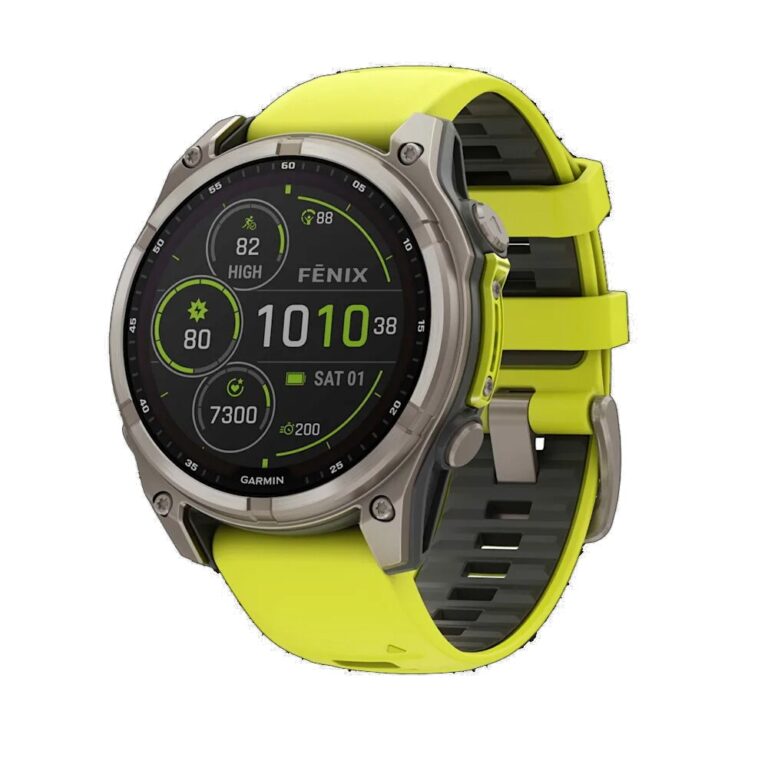 Garmin Fenix 8 with Amp Yellow/Graphite Silicone Band