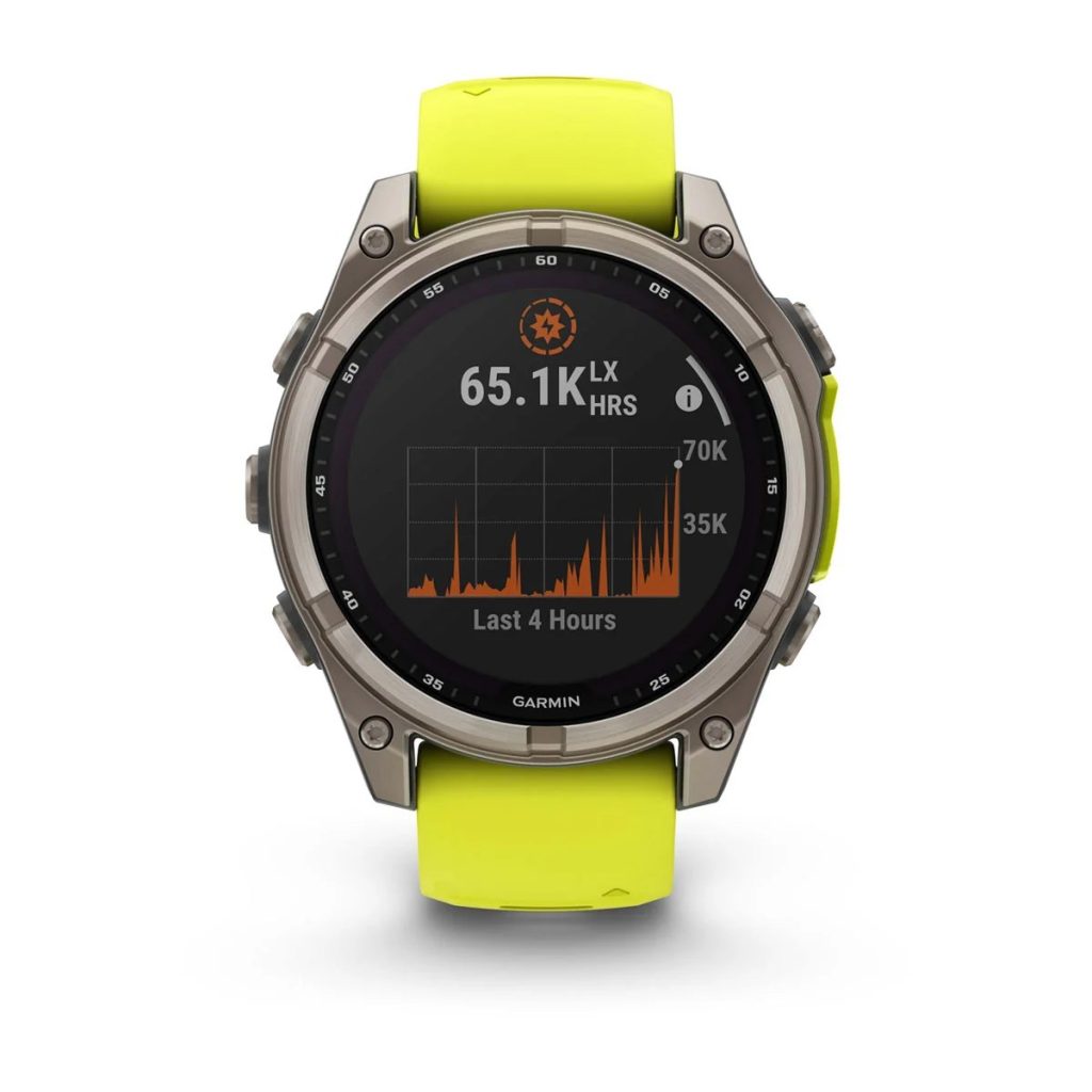Garmin Fenix 8 with Amp Yellow/Graphite Silicone Band