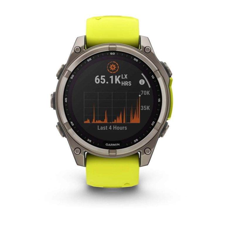 Garmin Fenix 8 with Amp Yellow/Graphite Silicone Band