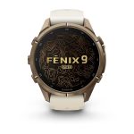 Garmin Fenix 9 Pro 43mm Autumn Gold Titanium with Cream/French Gray Silicone Band