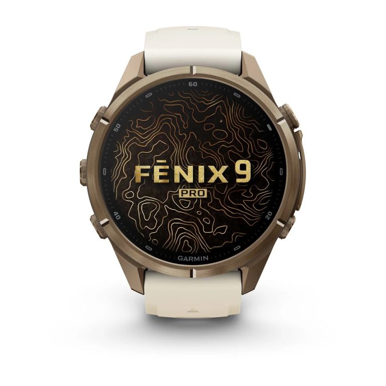 Garmin Fenix 9 Pro 43mm Autumn Gold Titanium with Cream/French Gray Silicone Band