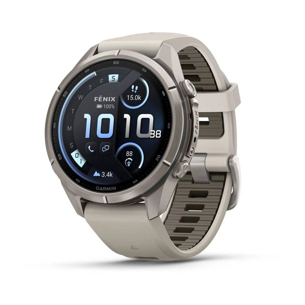 Garmin Fenix 9 Pro 43mm inReach Titanium with Fog Gray/Dark Sandstone Silicone Band