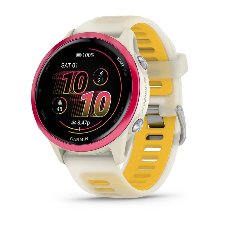 Garmin Forerunner 570 42mm Raspberry Aluminum with Translucent Bone/Mango Band