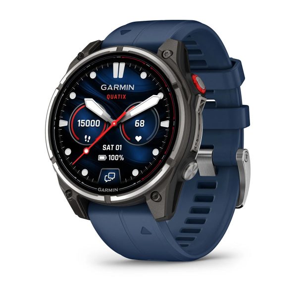 Garmin Quatix 8 Pro 47mm AMOLED Titanium with Blue Silicone Band