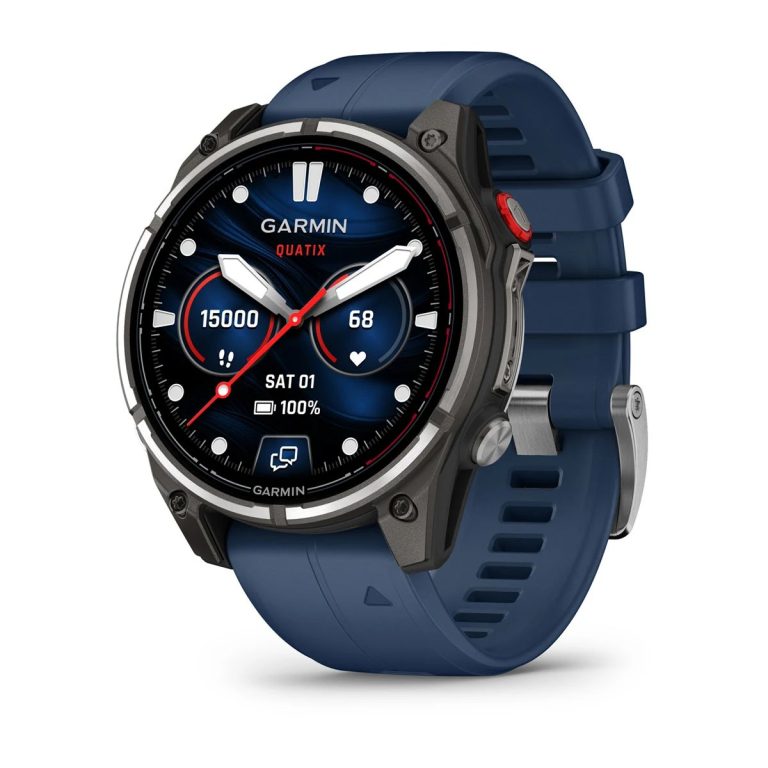 Garmin Quatix 8 Pro 47mm AMOLED Titanium with Blue Silicone Band