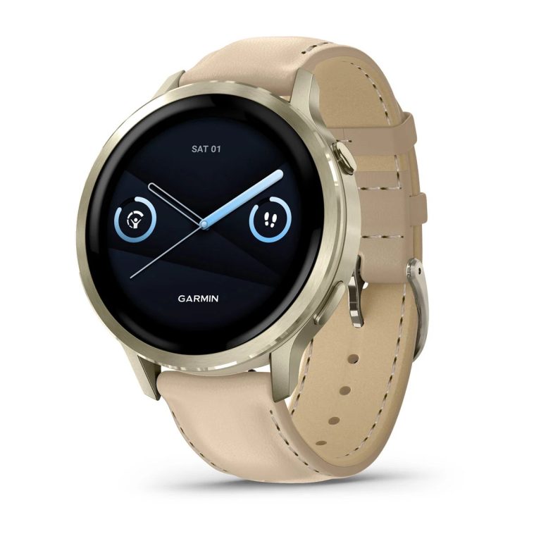 Garmin Venu 4 41mm Lunar Gold with Light Sand Leather Band