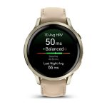Garmin Venu 4 41mm Lunar Gold with Light Sand Leather Band