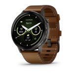 Garmin Venu 4 45mm Slate with Brown Leather Band